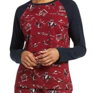 Ariat Sleep Shirt Women’s M - LS Maroon & Navy Wild West Cowboy Print  ‎     W